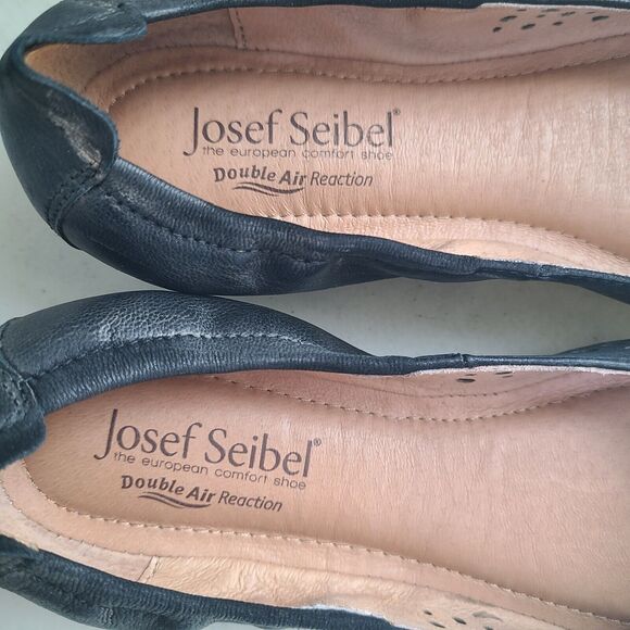Josef Seibel Womens Pippa 29 Black Nesty Oil Burnish Leather Ballet Flat 41 NEW - Picture 3 of 5